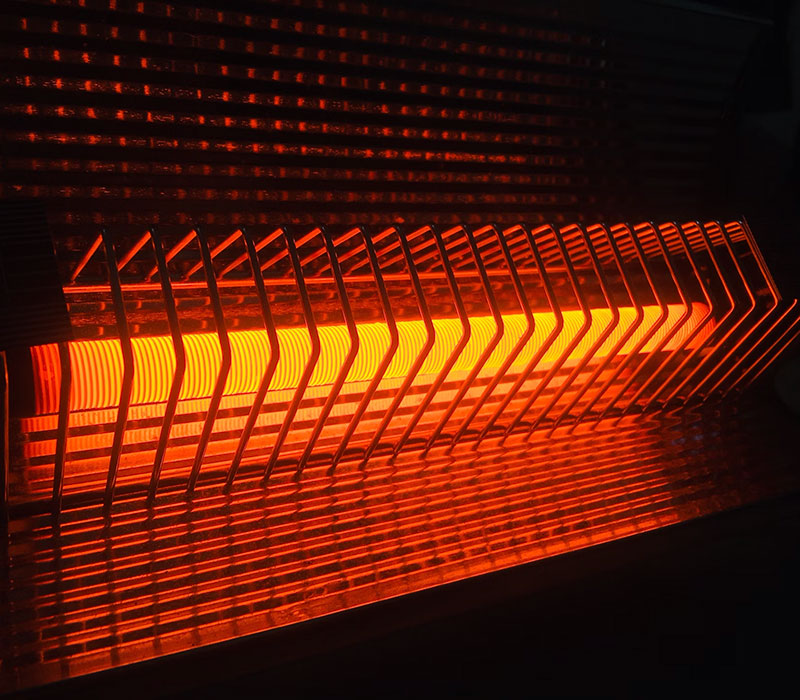 The hot grate of a space heater